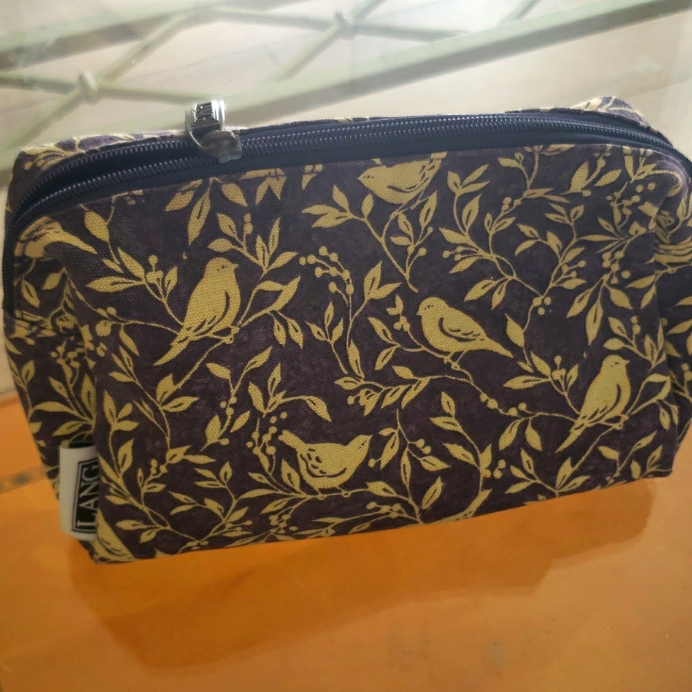 Lang Blue Cotton Bird Cosmetic Bag